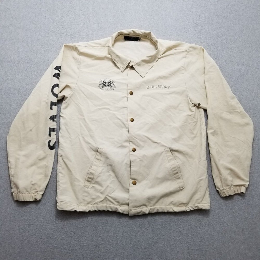 Darc Sport Jacket Mens XL‎ Wolves Tan Windbreaker Snap Pockets